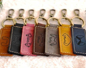 CUSTOM Mothers Day Gift Ideas, Dog Owner Gift Ideas, Dog Gift, Genuine Leather Keyring, Leather Keychain, Pet Portrait, Dog Owner, Dog Mom