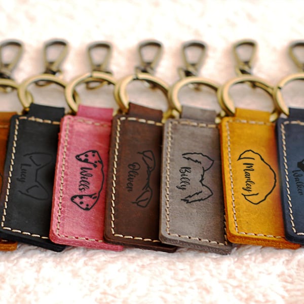 CUSTOM Mothers Day Gift Ideas, Dog Owner Gift Ideas, Dog Gift, Genuine Leather Keyring, Leather Keychain, Pet Portrait, Dog Owner, Dog Mom