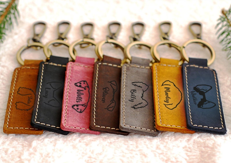 CUSTOM Mothers Day Gift Ideas, Dog Owner Gift Ideas, Dog Gift, Genuine Leather Keyring, Leather Keychain, Pet Portrait, Dog Owner, Dog Mom image 1