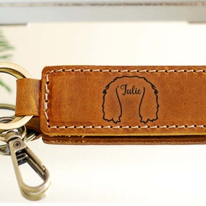 CUSTOM Mothers Day Gift Ideas, Dog Owner Gift Ideas, Dog Gift, Genuine Leather Keyring, Leather Keychain, Pet Portrait, Dog Owner, Dog Mom Brown