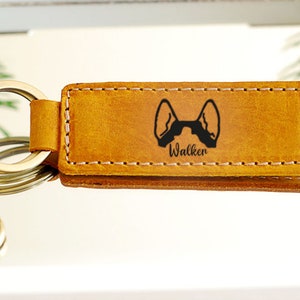 Idées cadeaux personnalisées pour la fête des Mères, Idées cadeaux pour propriétaires de chien, Cadeau chien, Porte-clés en cuir véritable, Porte-clés en cuir, Portrait d'animal de compagnie, Propriétaire de chien, Maman de chien Tan