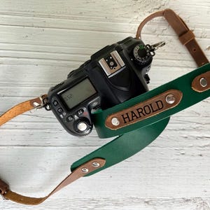 Personalized Leather Camera Strap, Custom Engraved DSLR Strap for Photographers