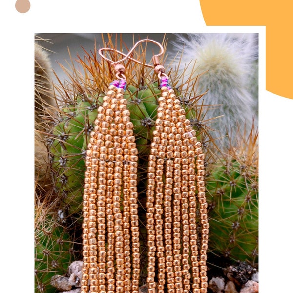 Rose Gold Beaded Earrings