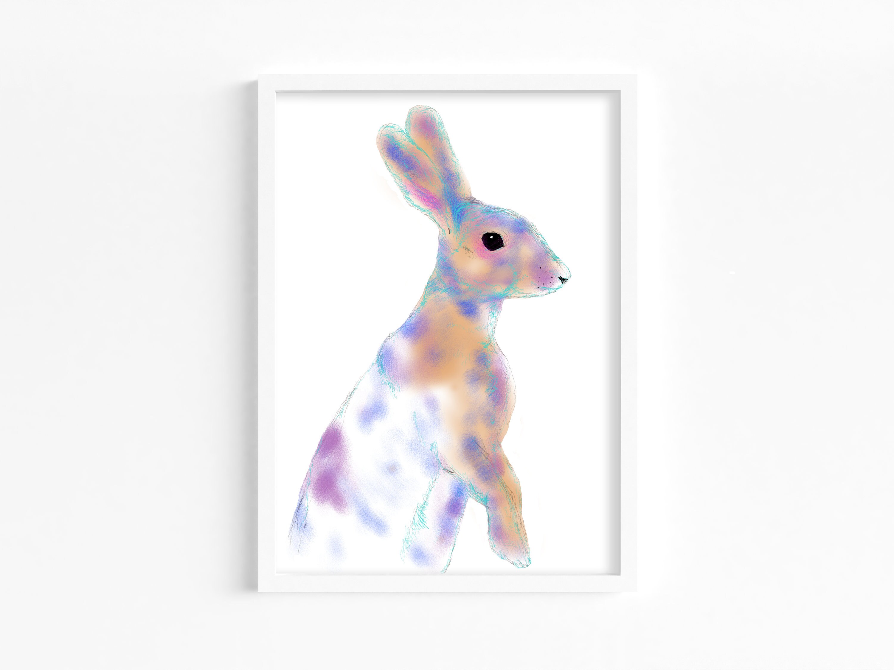 A5 Rabbit Rabbit A5 Art Print, Bunny Wall Art, Nursery Animal Picture, Christmas ...