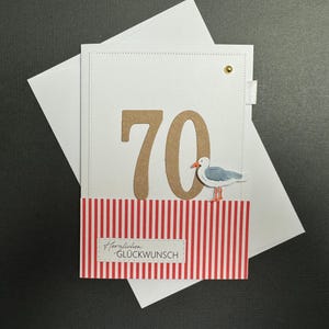 Maritime Geburtstagskarte zum 25. 30. 35. 40. 45. 50. 60. 65. 70. 75. 80. 85. 90. Geburtstag Mann Frau Möwe