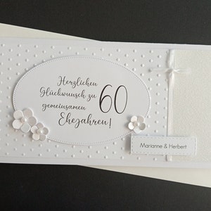 Karte zum 10. 15. 20. 30. 35. 40. 45. 60. 63. 65. Hochzeitstag personalisiert Namen Diamanthochzeit Geldgeschenk