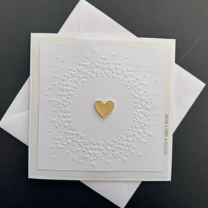 Card for wedding confirmation communion youth consecration confirmation graduation money gift heart gold personalized name white