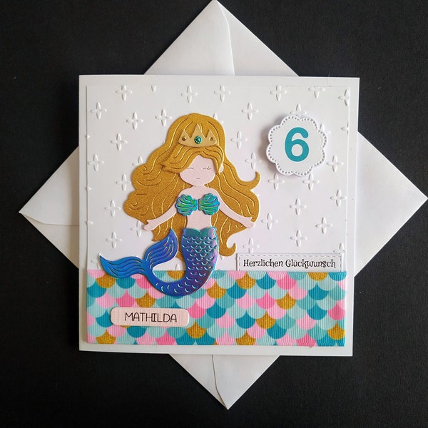 Personalisierte Geburtstagskarte Mädchen Meerjungfrau Geldgeschenk Name