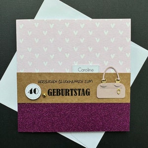 Carte personnalisée pour le 20e 25e 30e 35e 40e 45e 50e 55e 60e 65e 70e 75e 80e 85e 90e anniversaire argent cadeau femme petite amie shopping paillettes