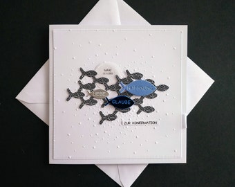 Card Confirmation Communion Confirmation Baptism Fish Boy Gift Personalized Name