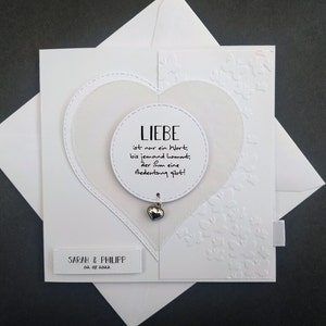 Hochzeitskarte Geldgeschenk Spruch Herz Personalisiert Namen weiß