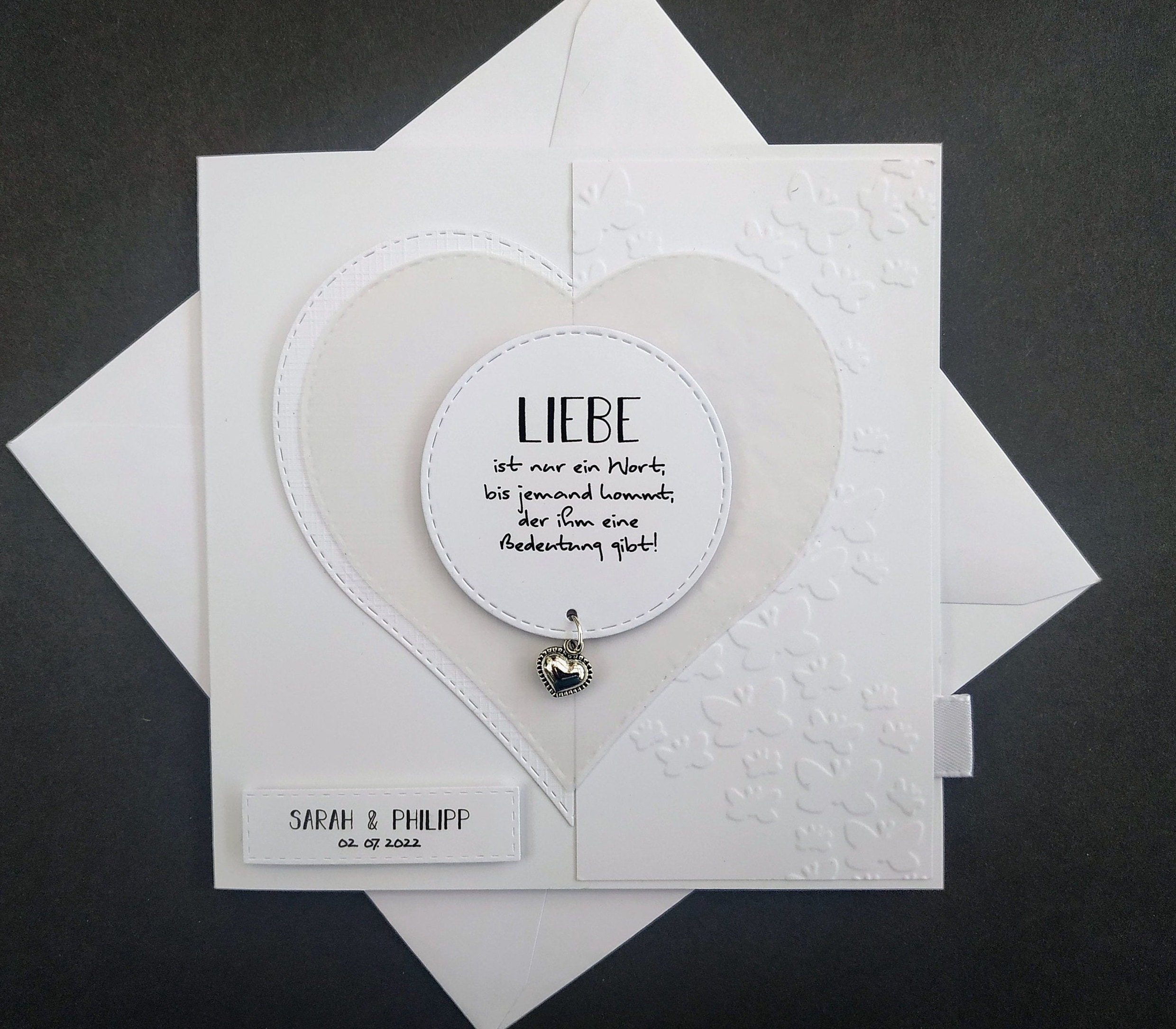 Hochzeitskarte Geldgeschenk Spruch Herz Personalisiert Namen weiß Etsy.de