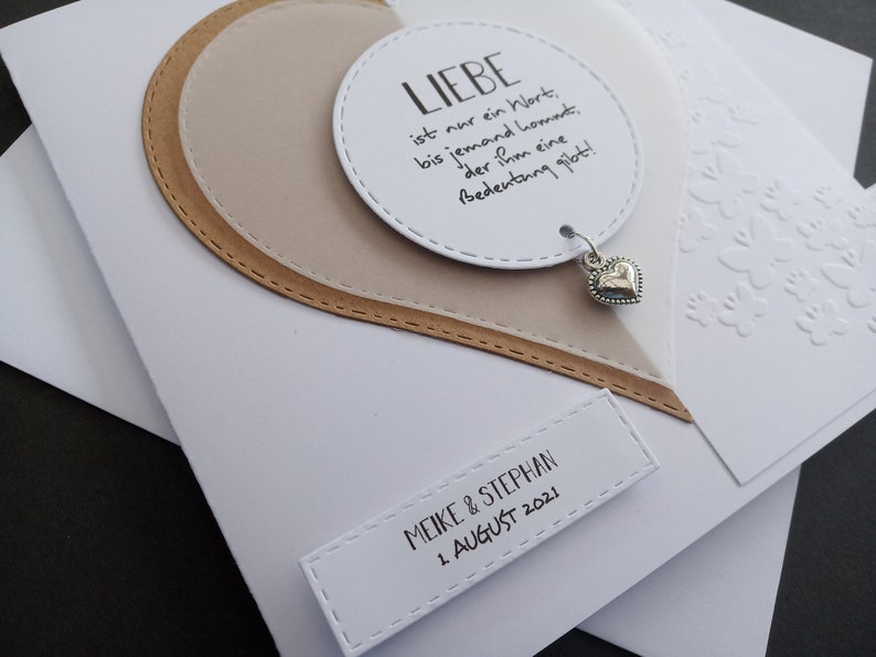 Hochzeitskarte Spruch Vintage Herz Geldgeschenk Personalisiert Namen