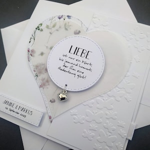 Hochzeitskarte Geldgeschenk Spruch Herz Personalisiert Namen Blumen Bild 3