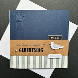 Maritime Geburtstagskarte zum 25. 30. 35. 40. 45. 50. 60. 65. 70. 75. 80. 85. 90. Geburtstag Mann Frau Geldgeschenk Personalisiert Möwe