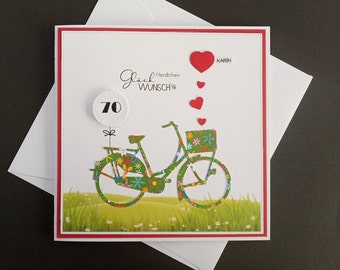 Karte zum 30. 40. 50. 55. 60. 65. 70. 75. 80. 85. 90. 95. Geburtstag Frau Personalisiert Name Geldgeschenk Fahrrad