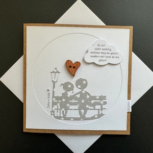 Witzige Karte zur Hochzeit Spruch Geldgeschenk personalisiert Namen Vintage Kraftpapier
