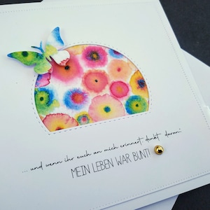 Colorful hopeful mourning card condolence card anniversary death day