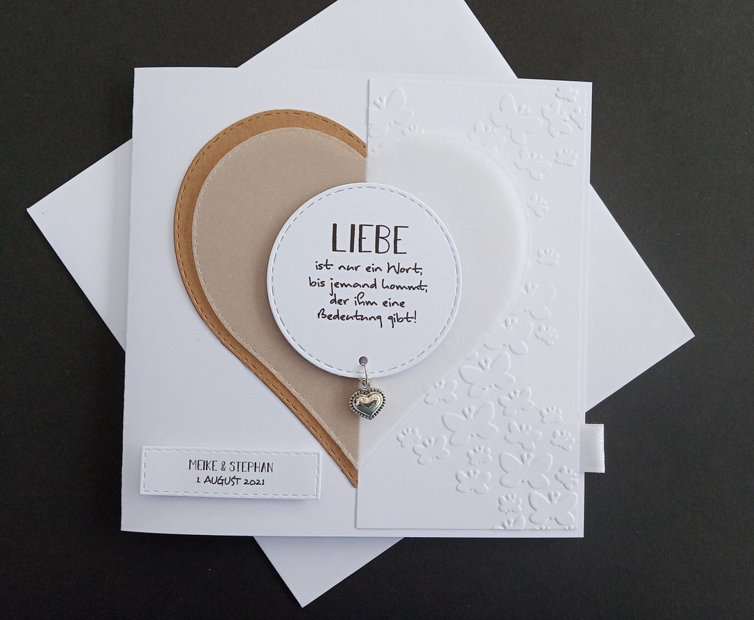 Hochzeitskarte Spruch Vintage Herz Geldgeschenk Personalisiert Namen