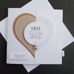 Hochzeitskarte Spruch Vintage Herz Geldgeschenk Personalisiert Namen Kraftpapier