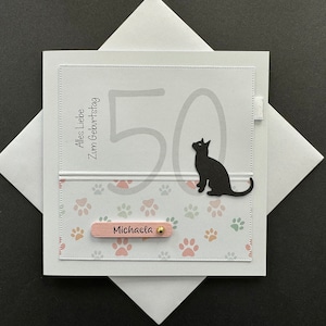 Carte personnalisée 20e 25e 30e 35e 40e 45e 50e 55e 60e 65e 70e 75e 80e 85e anniversaire Nom de chat Cadeau en argent