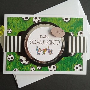 Karte zur Einschulung Schulanfang Junge Fußball Name Personalisierung