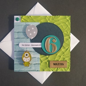 Cartão de feliz aniversário colorido para o 1º 2º 3º 4º 5º 6º 7º 8º 9º aniversário menino menina nome personalizado monstro gato crianças