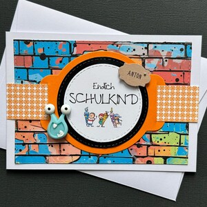 Carte d'inscription scolaire garçon avec personnalisation du nom graffiti