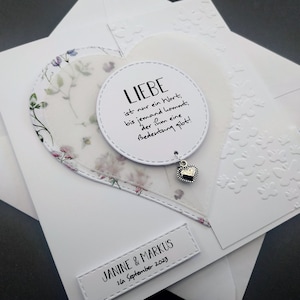 Hochzeitskarte Geldgeschenk Spruch Herz Personalisiert Namen Blumen