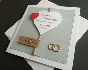 Karte zur Hochzeit Goldene Ringe Spruch Geldgeschenk personalisiert Name