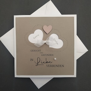 Hochzeitskarte Vintage Spruch Herzen Geldgeschenk Personalisiert Namen