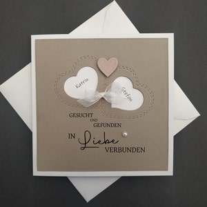 Hochzeitskarte Vintage Spruch Herzen Geldgeschenk Personalisiert Namen