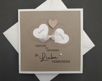 Wedding card vintage saying hearts money gift personalized names