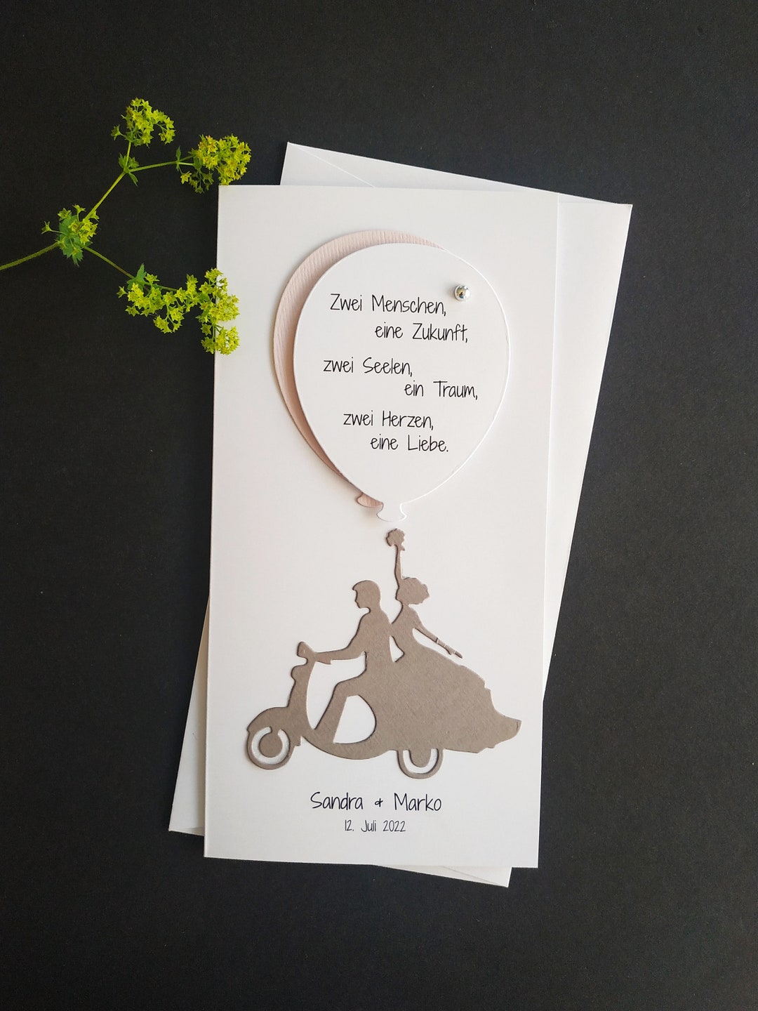Hochzeitskarte Hochzeitspaar Spruch Namen Personalisiert Geldgeschenk