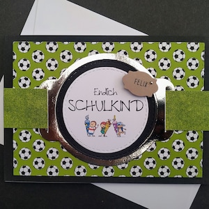 Karte zur Einschulung Schulanfang Junge Fußball Name Personalisierung