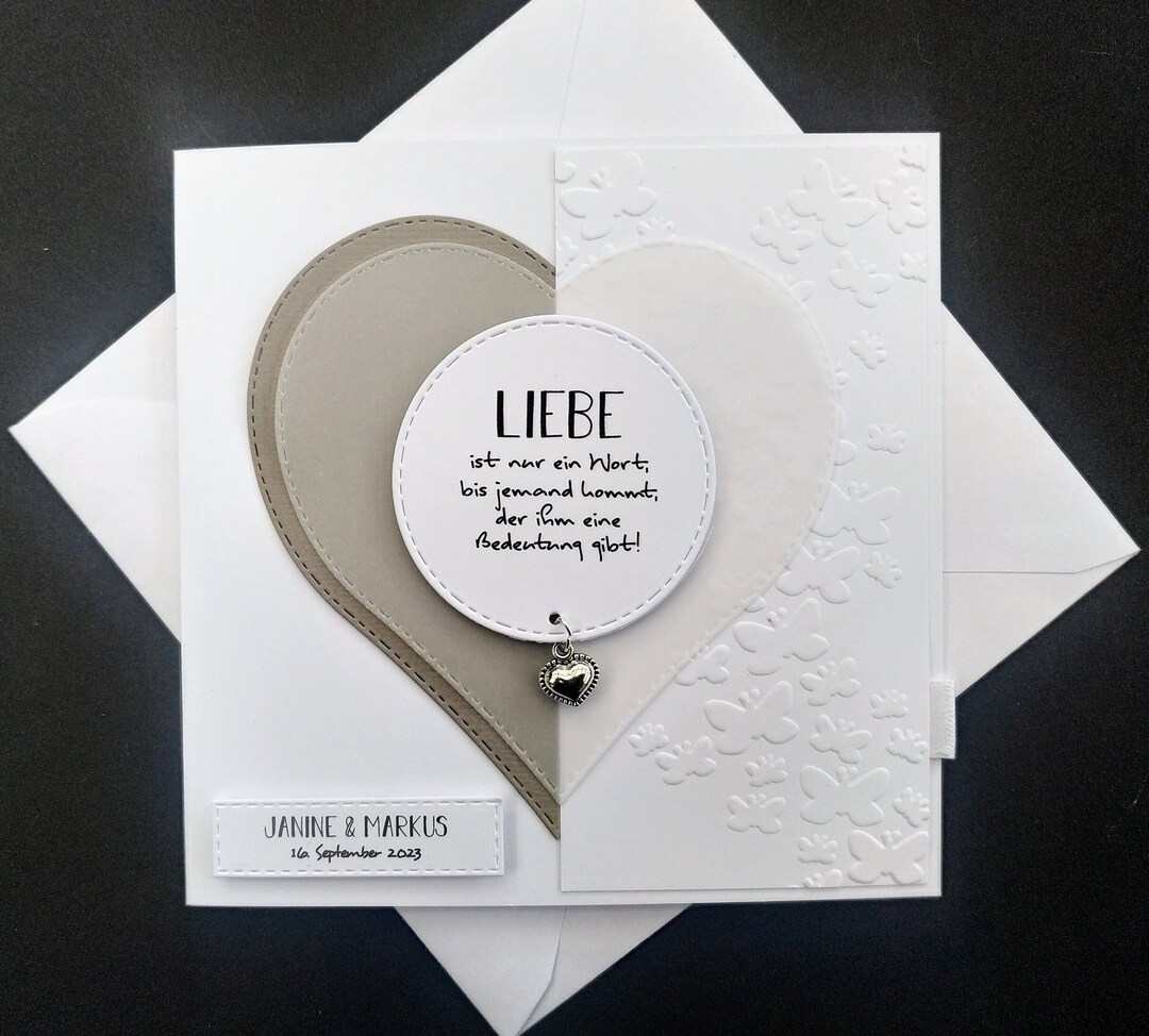 Hochzeitskarte Geldgeschenk Spruch Herz Personalisiert Namen Etsy