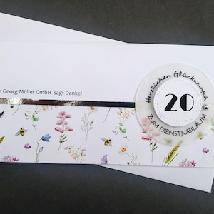 Carte pour le 10e, 15e, 20e, 25e, 30e, 35e, 40e anniversaire, anniversaire de service, anniversaire d'entreprise, anniversaire d'entreprise, anniversaire de travail, personnalisé