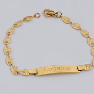 Personalized Gold Bracelet, Delicate Ladies Bracelet, Custom Engraved Bracelet, Gold ID Bracelet, Women&#39;s Bracelet, Girl&#39;s Bracelet