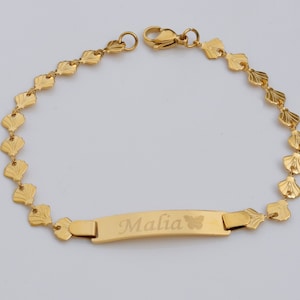 Personalized Gold Bracelet, Delicate Ladies Bracelet, Custom Engraved Bracelet, Gold ID Bracelet, Women&#39;s Bracelet, Girl&#39;s Bracelet