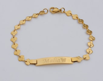 Personalized Gold Bracelet, Delicate Ladies Bracelet, Custom Engraved Bracelet, Gold ID Bracelet, Women's Bracelet, Girl's Bracelet