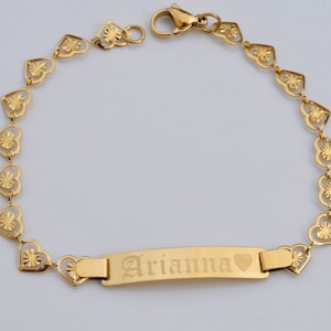 Personalized Gold Bracelet, Delicate Ladies Bracelet, Custom Engraved Bracelet, Gold ID Bracelet, Women&#39;s Bracelet, Girl&#39;s Bracelet