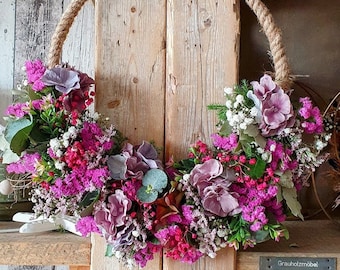 Cerceau de fleurs, hortensias, couronne sèche "Magic"