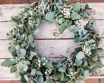 Door wreath "EUCALYPTUS with Gypsophila"
