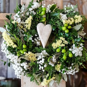 Türkranz DISTEL-LIEBE W., blaue Disteln mit Weizen und Hafer, Getreide, Olivengrün, Natur pur Bild 9