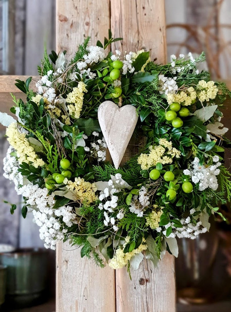 Türkranz DISTEL-LIEBE W., blaue Disteln mit Weizen und Hafer, Getreide, Olivengrün, Natur pur Bild 9