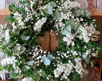 Door wreath "WHITE PURITY", spring wreath, confirmation, communion