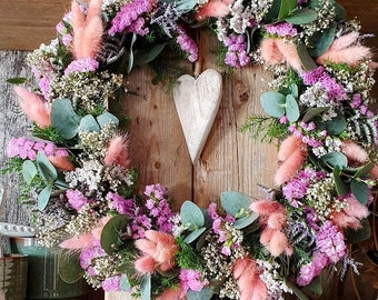 Türkranz Aus Kunstblumen – 56 Cm, Rosa Rosen, Wetterbeständig Für Haustür, Wand Oder Tisch