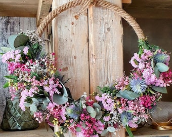 Flowerhoop "NORTH SEA BRISE", couronne de fleurs naturelles