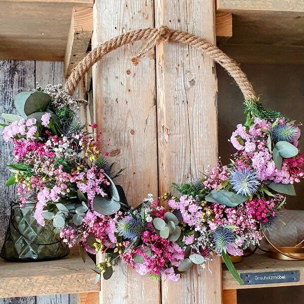 Flowerhoop "NORTH SEA BRISE", natural flower wreath