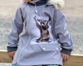 Kids softshell parka/jacket/waterproof/windbreaker/kids hooded jacket/coat for kids - COOL RACCOON by "Pilveke"